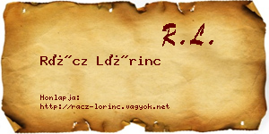 Rácz Lőrinc névjegykártya