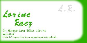 lorinc racz business card